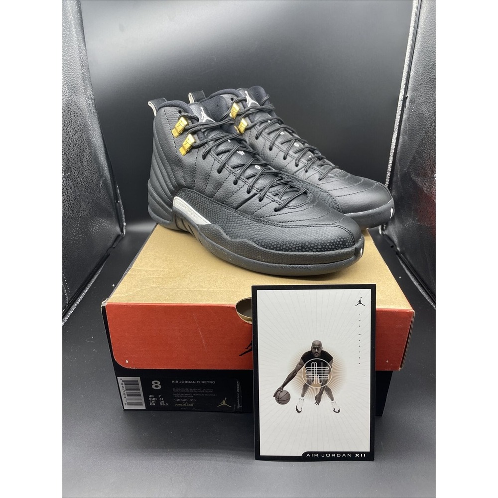 Air Jordan 12 Retro The Master Mens 130690-013 Black White Gold Shoes Size 8